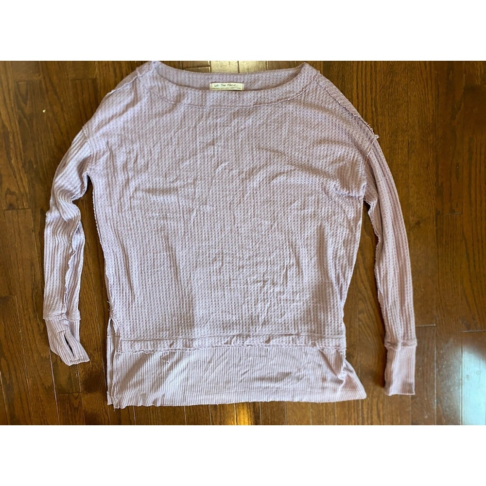 Free People We The Free Lavender Thermal‎ Long Sleeve Tunic Top XS  Thumb Holes